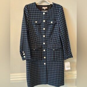 Nanette Lepore Navy and Black Tweed Dress/Jacket